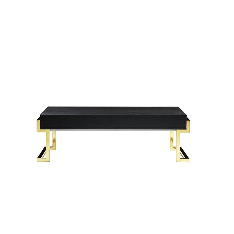 American Home Classic Julia Veneer and Steel Coffee Table in Black Ash and Gold