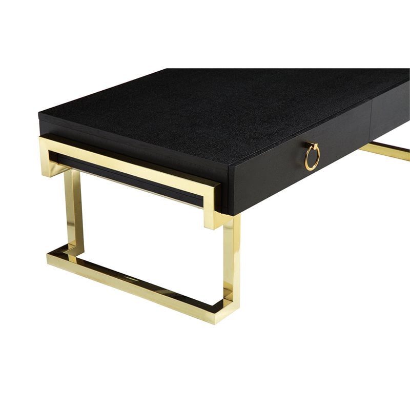 American Home Classic Julia Veneer and Steel Coffee Table in Black Ash and Gold