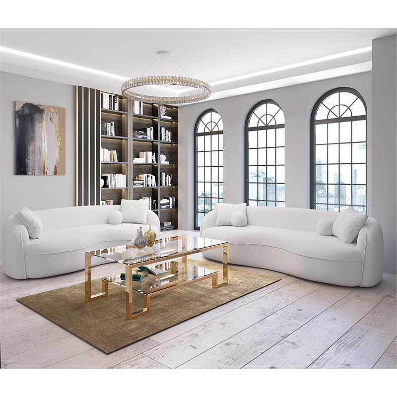 American Home Classic Laurence Metal and Glass Coffee Table in High Polish Gold