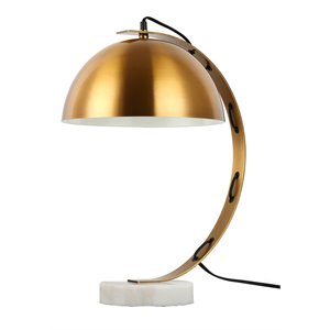 american home classic emma 1-light mid-century marble table lamp in white/brass