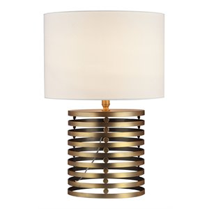 american home classic janet 1-light metal and fabric table lamp in brass