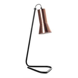 american home classic jolene 1-light mid-century table lamp in copper and black