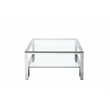 American Home Classic Laurence Metal-Glass Coffee Table in High Polish Silver