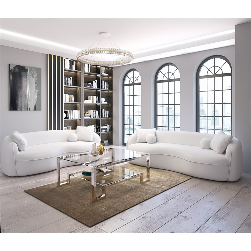 American Home Classic Laurence Metal-Glass Coffee Table in High Polish Silver