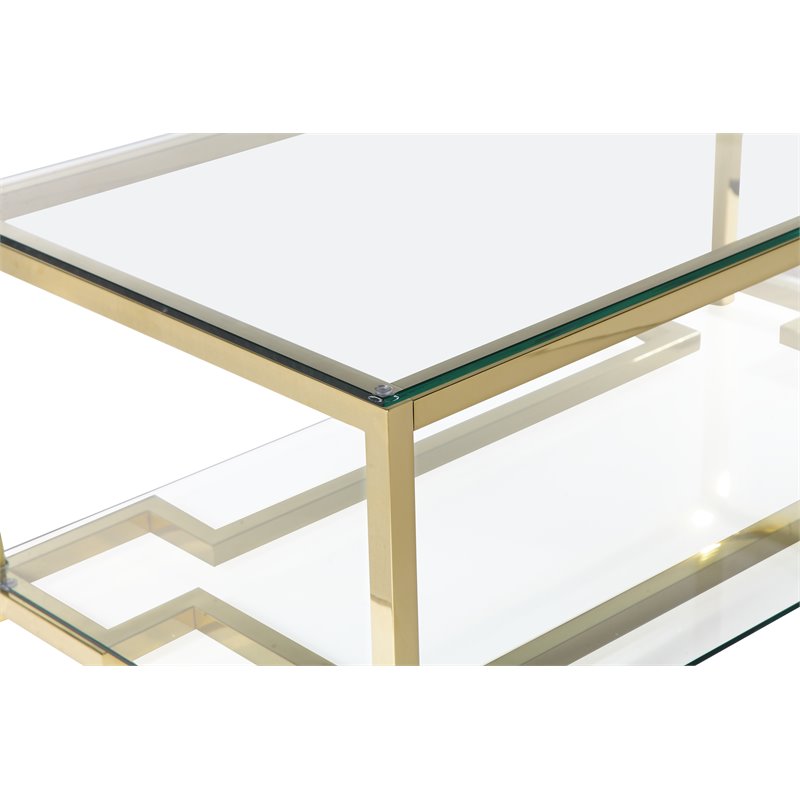 American Home Classic Nina Modern Metal Coffee Table in High Polish Gold