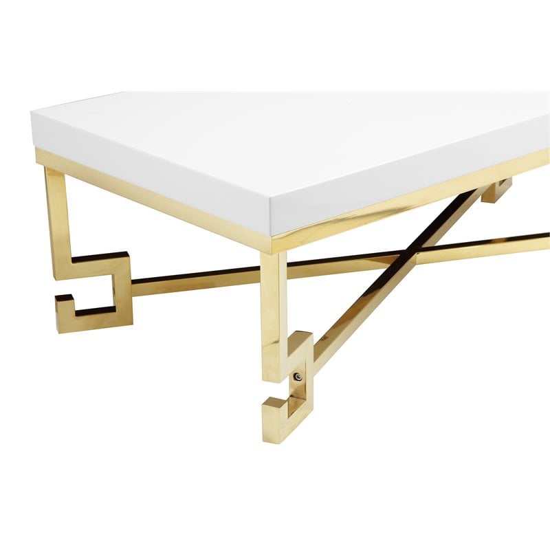 American Home Classic Sophia Steel Coffee Table in White Lacquer and Gold