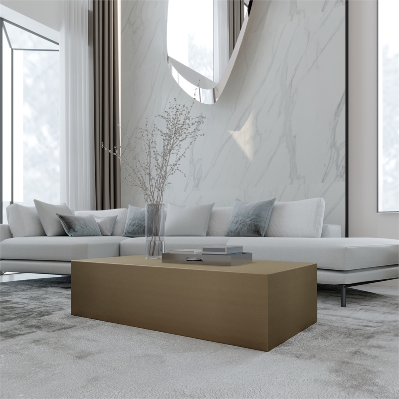 American Home Classic Spencer Rectangular Metal Coffee Table in Brushed Brass