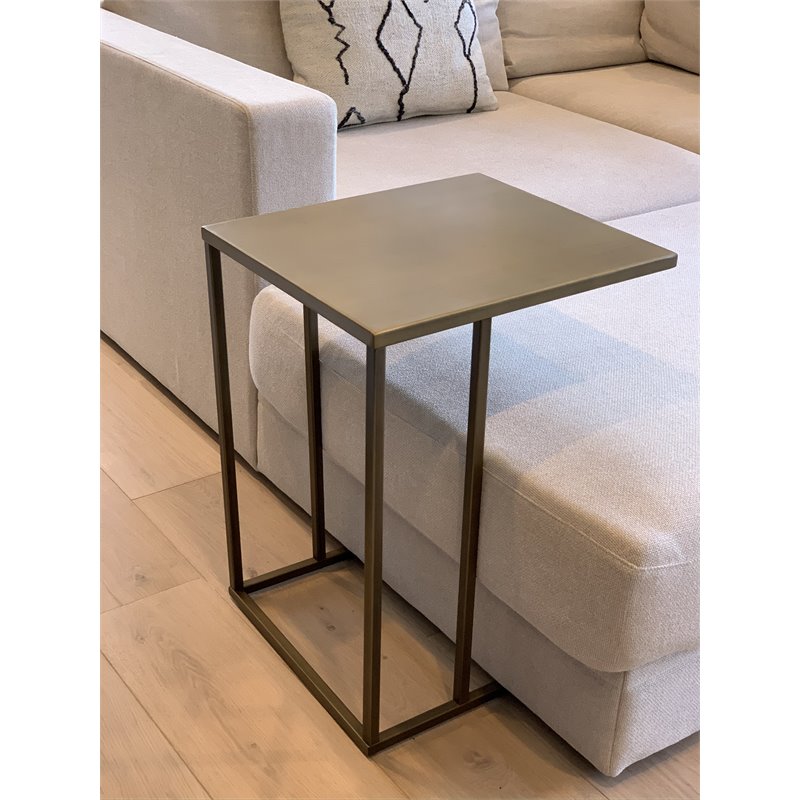 American Home Classic Dash Stainless Steel Metal Side Table in Brushed Brass