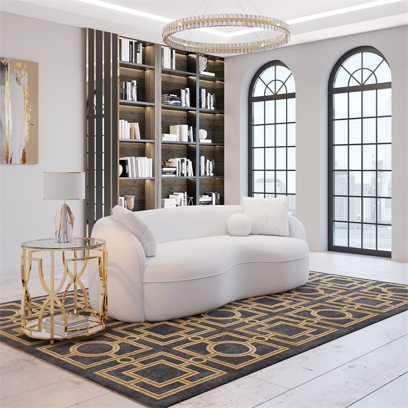 American Home Classic Edward Round Metal-Glass Side Table in High Polish Gold