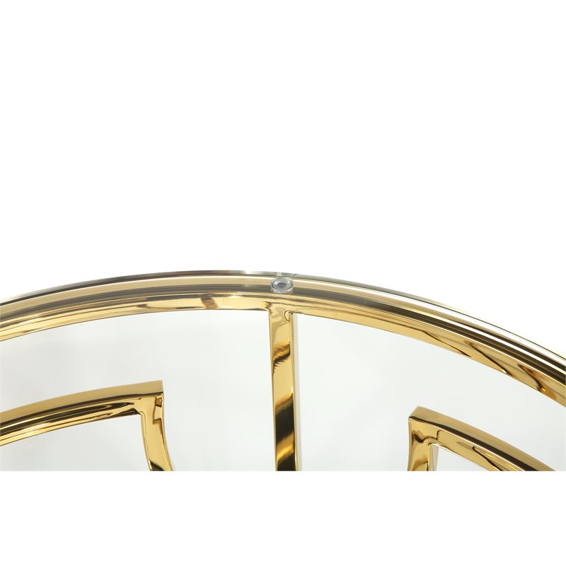 American Home Classic Edward Round Metal-Glass Side Table in High Polish Gold