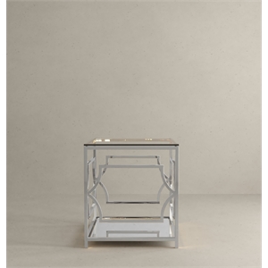 American Home Classic Edward Metal and Glass Side Table in High Polish Silver