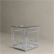 American Home Classic Edward Metal and Glass Side Table in High Polish Silver