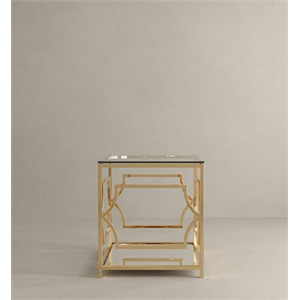 American Home Classic Edward Modern Metal/Glass Side Table in High Polish Gold
