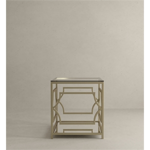 American Home Classic Edward Modern Metal/Glass Side Table in Brushed Brass