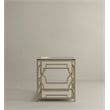 American Home Classic Edward Modern Metal/Glass Side Table in Brushed Brass