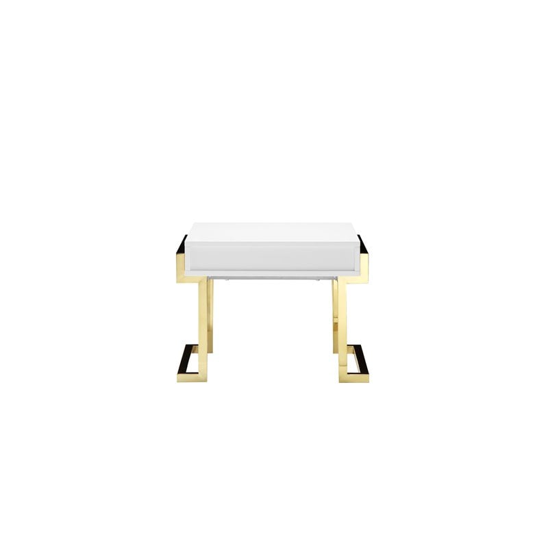 American Home Classic Julia Modern Stainless Steel Side Table in White/Gold