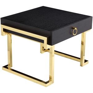 american home classic julia modern stainless steel side table in black/gold