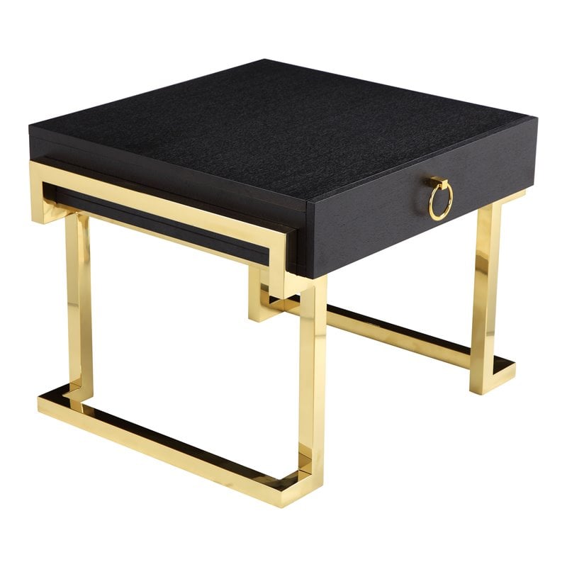 American Home Classic Julia Modern Stainless Steel Side Table in Black/Gold