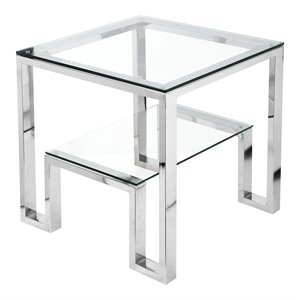 american home classic laurence metal and glass side table in high polish silver