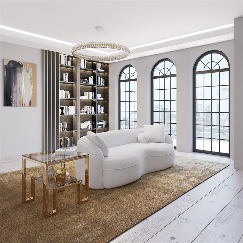 American Home Classic Laurence Metal and Glass Side Table in High Polish Gold