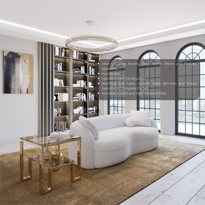 American Home Classic Laurence Metal and Glass Side Table in High Polish Gold