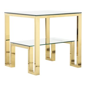 american home classic laurence metal and glass side table in high polish gold
