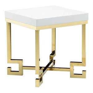 american home classic sophia steel side table in white lacquer and gold
