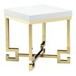 American Home Classic Sophia Steel Side Table in White Lacquer and Gold