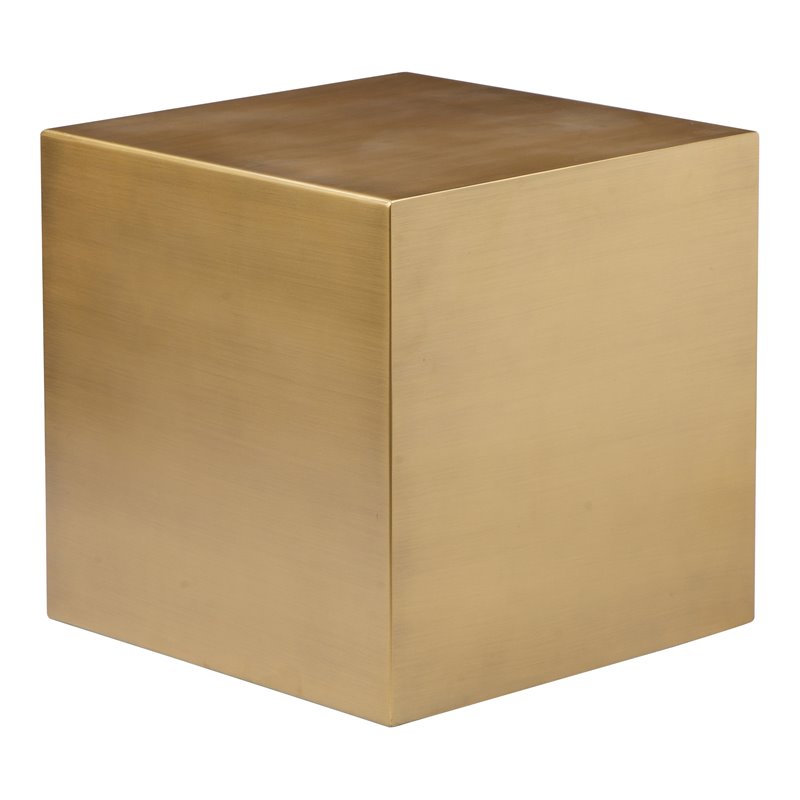 American Home Classic Spencer Small Square Metal Side Table in Brushed Brass