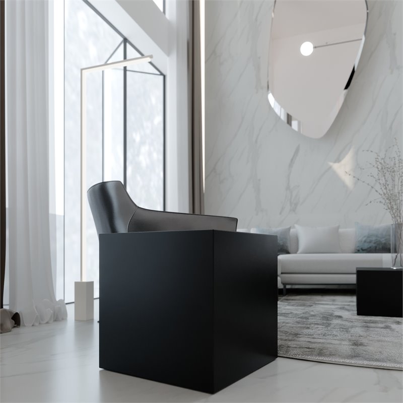 American Home Classic Spencer Large Square Modern Metal Side Table in Black