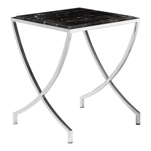 american home classic steve traditional metal and marble side table in black