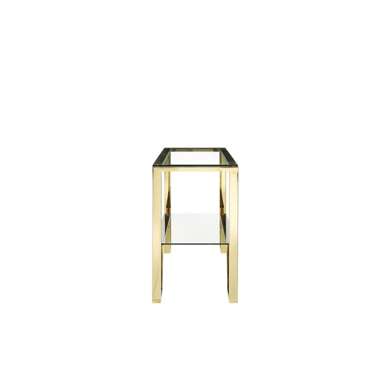 American Home Classic Laurence Modern Metal Console Table in High Polish Gold