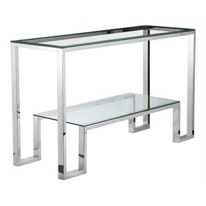 american home classic laurence modern metal console table in high polish silver