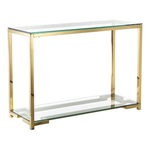 american home classic nina modern metal console table in high polish gold