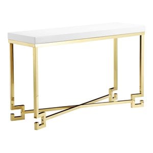 American Home Classic Sophia Steel Console Table in White Lacquer and Gold