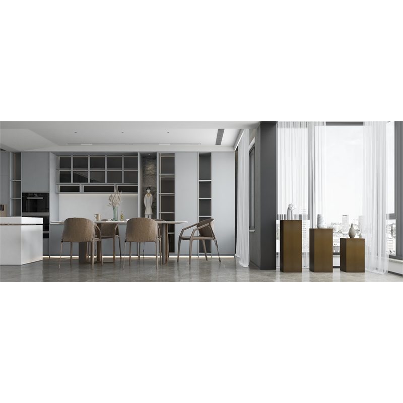 American Home Classic Miami Modern Metal Pedestals in Brushed Brass (Set of 3)