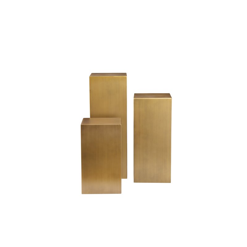 American Home Classic Miami Modern Metal Pedestals in Brushed Brass (Set of 3)