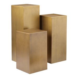 american home classic miami modern metal pedestals in brushed brass (set of 3)