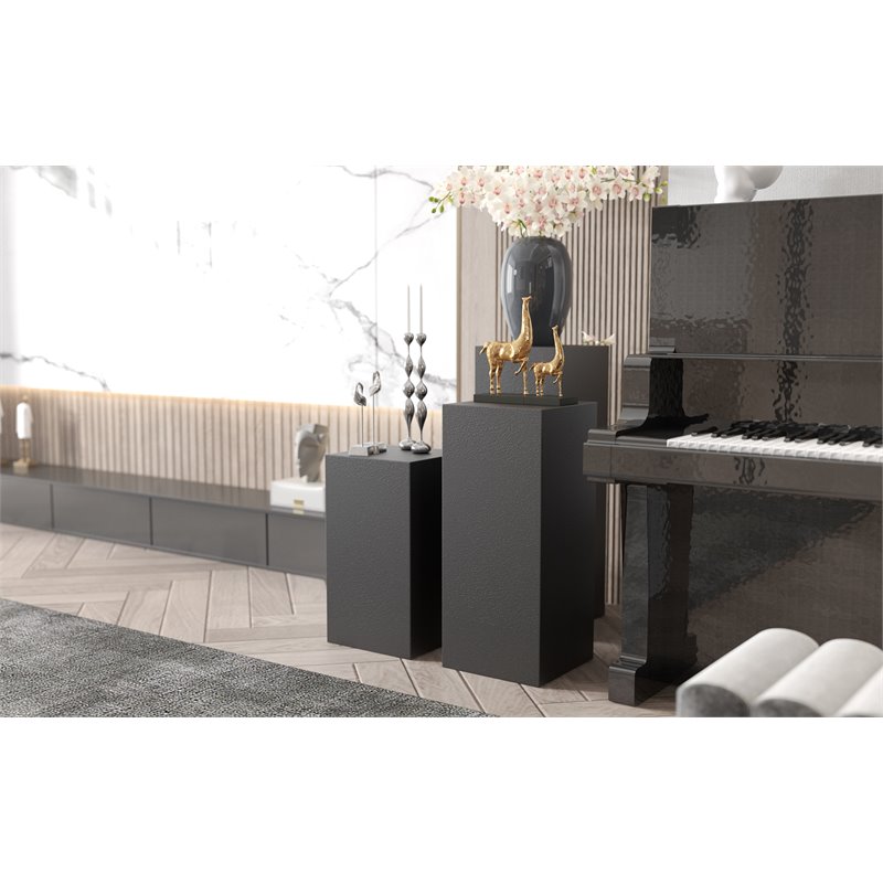 American Home Classic Miami Modern Metal Pedestals in Matte Black (Set of 3)