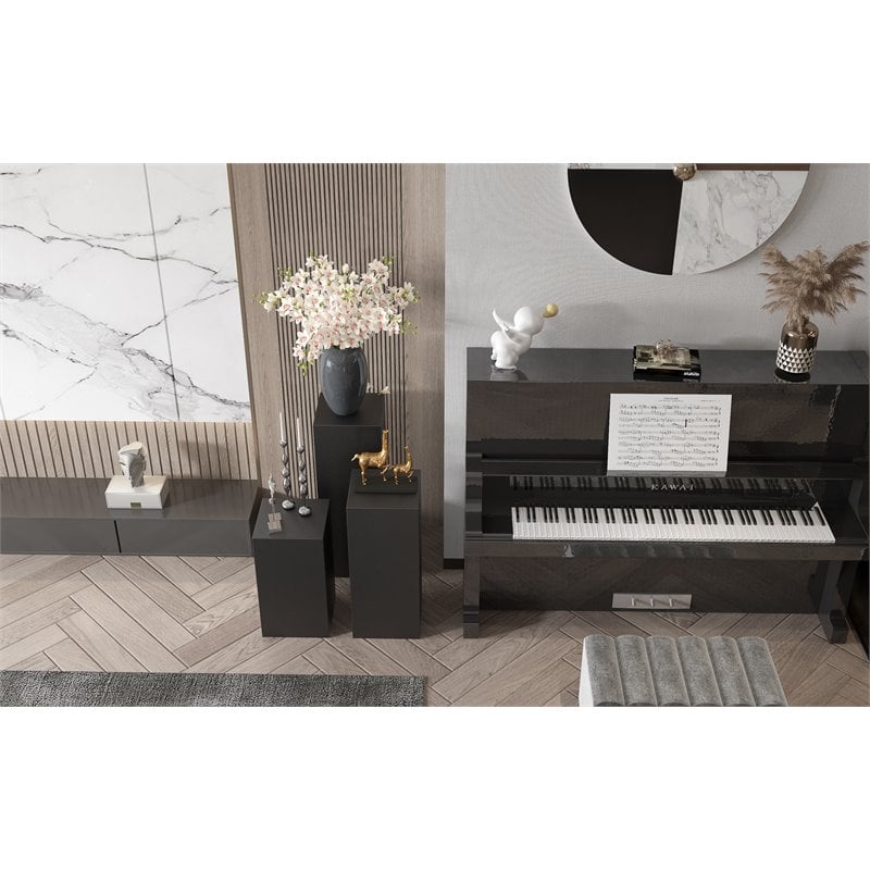 American Home Classic Miami Modern Metal Pedestals in Matte Black (Set of 3)