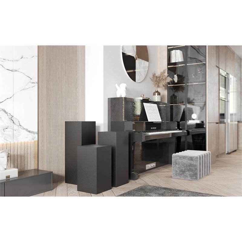 American Home Classic Miami Modern Metal Pedestals in Matte Black (Set of 3)