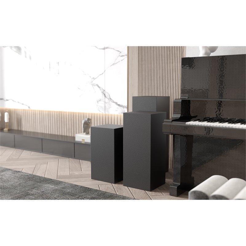 American Home Classic Miami Modern Metal Pedestals in Matte Black (Set of 3)