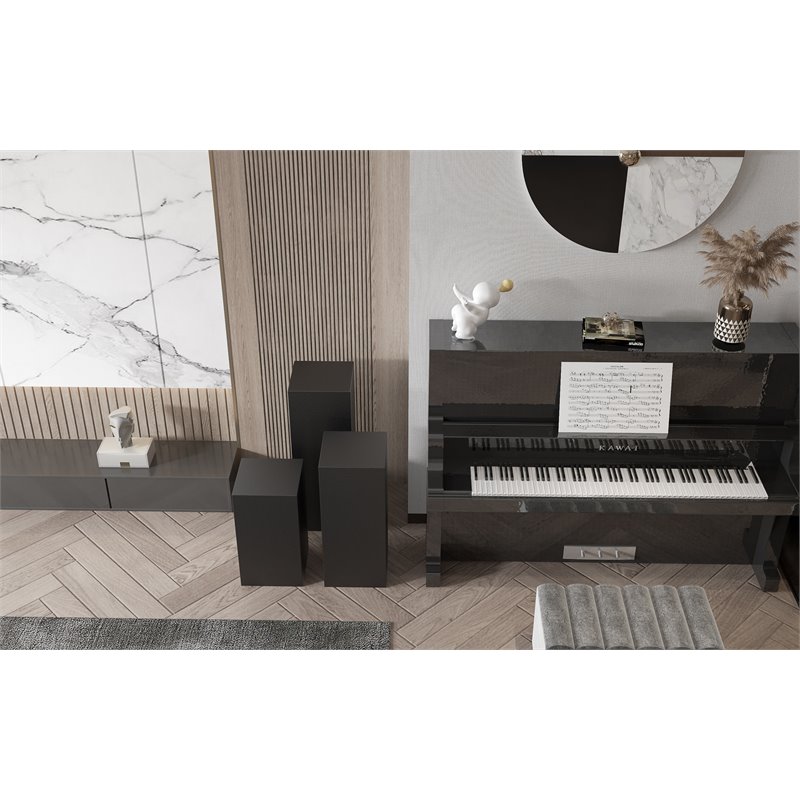 American Home Classic Miami Modern Metal Pedestals in Matte Black (Set of 3)