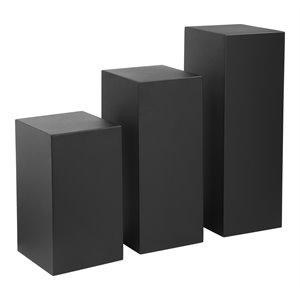 american home classic miami modern metal pedestals in matte black (set of 3)