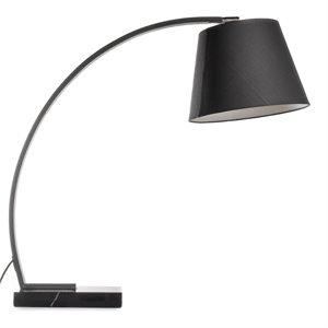 american home classic rachel 1-light marble and fabric table lamp in black
