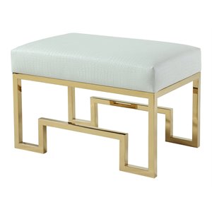 American Home Classic Laurence 18&quot Steel/Fabric Stool in High Polish Gold/White
