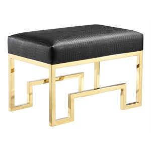 American Home Classic Laurence 18&quot Steel/Fabric Stool in High Polish Gold/Black