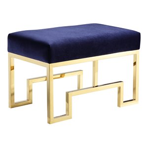 American Home Classic Laurence 18&quot Stainless Steel/Velvet Stool in Gold/Navy