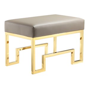 American Home Classic Laurence 18&quot Steel/PU Fabric Stool in Gold/Sand Gray