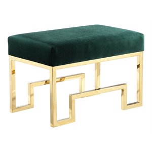 American Home Classic Laurence 18&quot Stainless Steel/Velvet Stool in Gold/Green
